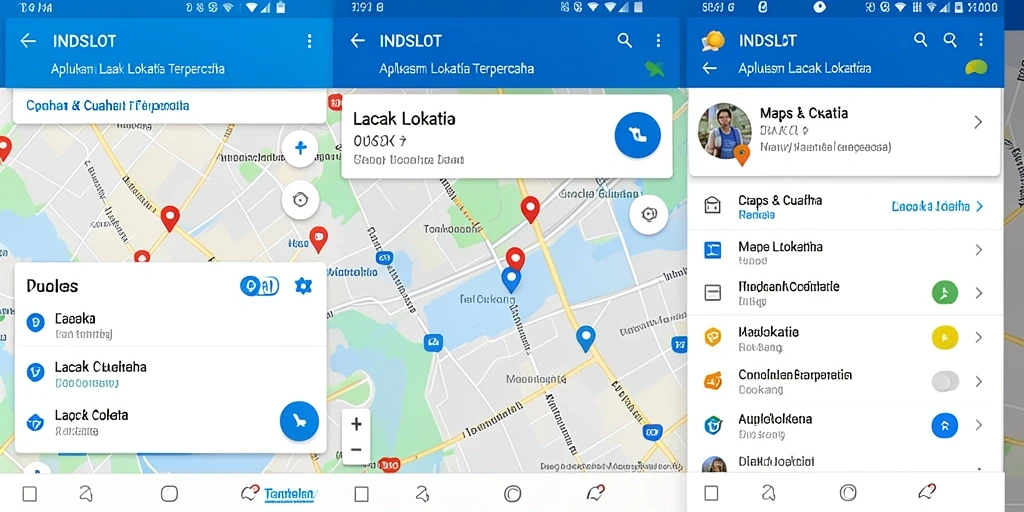Tampilan antarmuka utama aplikasi INDSLOT dengan fitur Lacak Lokasi.