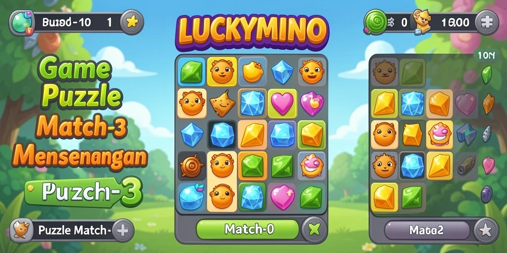 Tampilan antarmuka permainan LUCKYMINO yang colorful dan menarik.