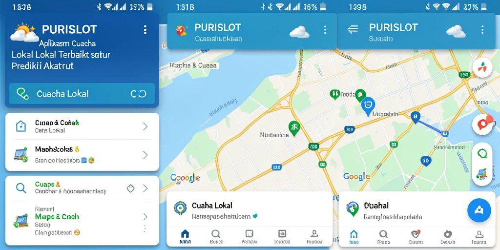 Antarmuka pengguna PURISLOT yang menampilkan informasi cuaca lokal secara mendetail.