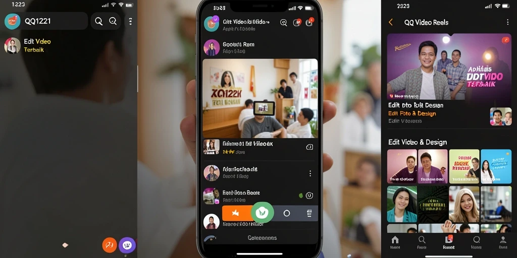 Antarmuka intuitif QQ1221 untuk pengeditan video reels.