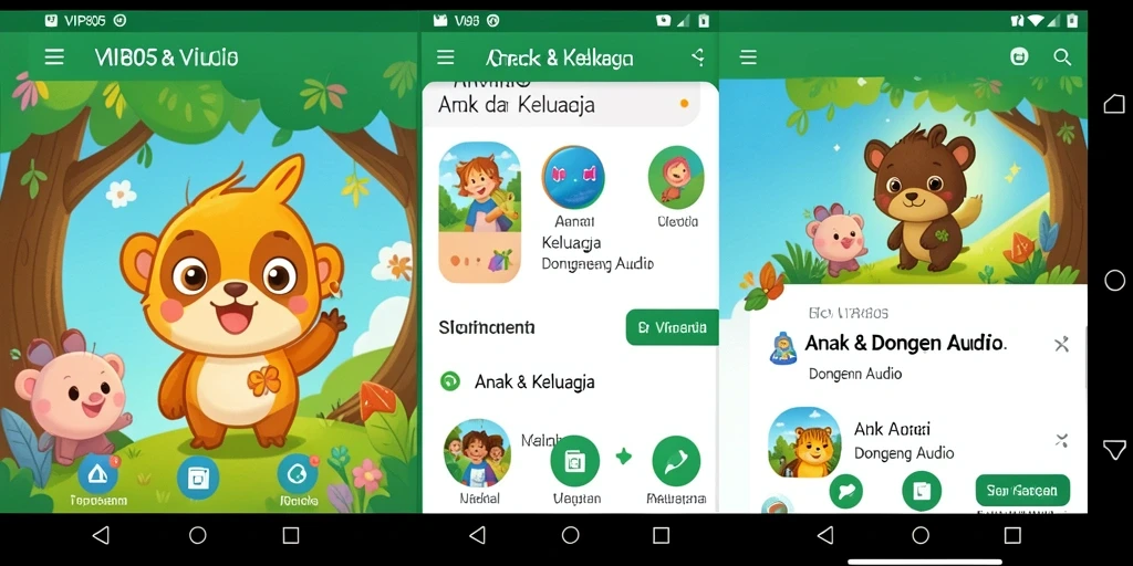 Antarmuka aplikasi VIP805 yang menarik dan ramah anak.